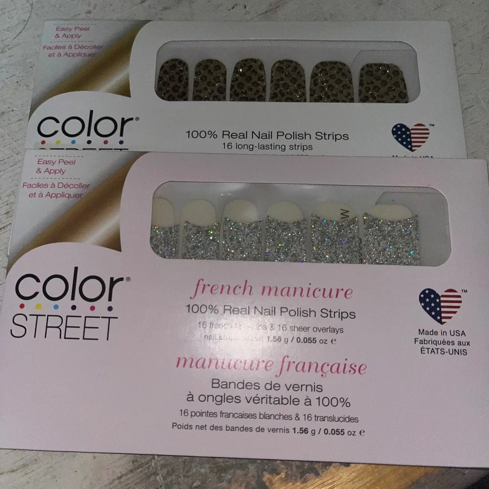 New Lot of 2 Color Street Nail Polish Strips Safari Chic French Manicure Oui
